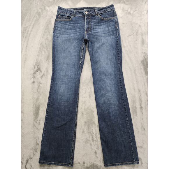 Riders by Lee Mid Rise Straight Leg Jeans Size 34 Blue Dark Wash Stretch Denim - Picture 1 of 11